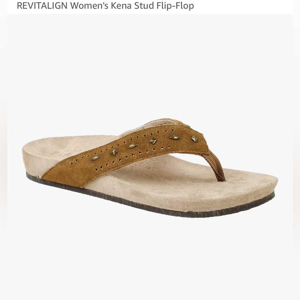 REVITALIGN  Brown Studded Sandals/flip -flop Lena stud size 11 new